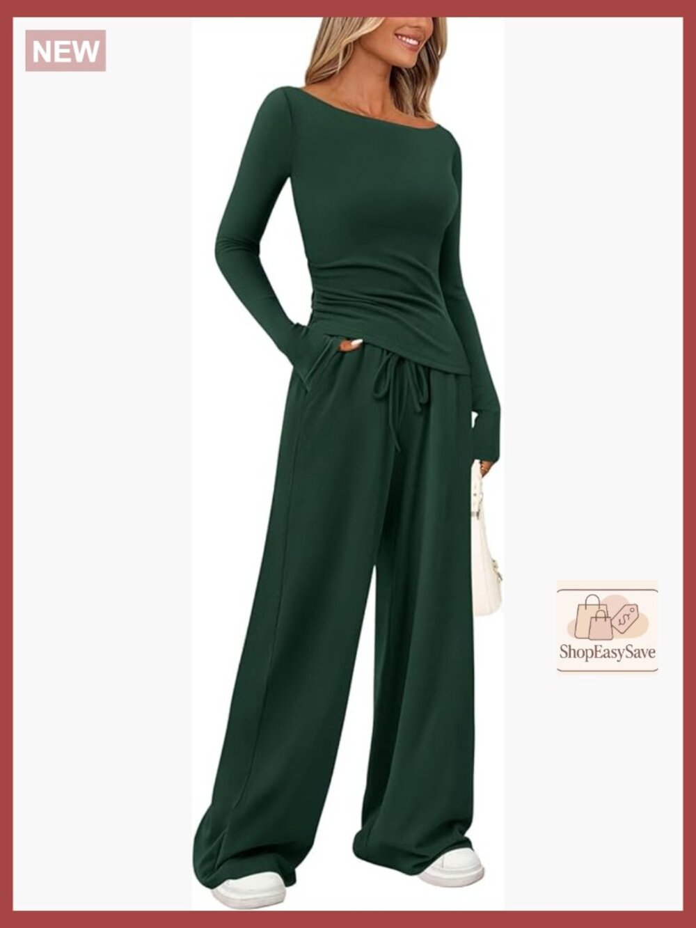 Two Piece Lounge Set Asymmetrical Long Sleeve Wide Leg Pants Tracksuit